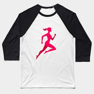 Fitness Running Doll Silhouette Baseball T-Shirt